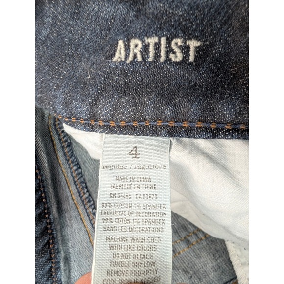 American Eagle Outfitters Artist Jeans Women's Size 4 Dark Wash‎ Distressed Slim - Picture 7 of 9